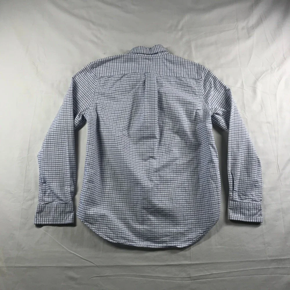 Ralph Lauren Boys Blue White Tattersall Check Button Down Shirt Size 14